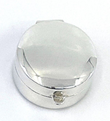 Kleine schlichte runde Pillendose 925 Sterling Silber englische Punzen