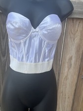 vtg Wonderbra Ivory 36B Longline Removable Push-Up Bra Backless Corset Bustier
