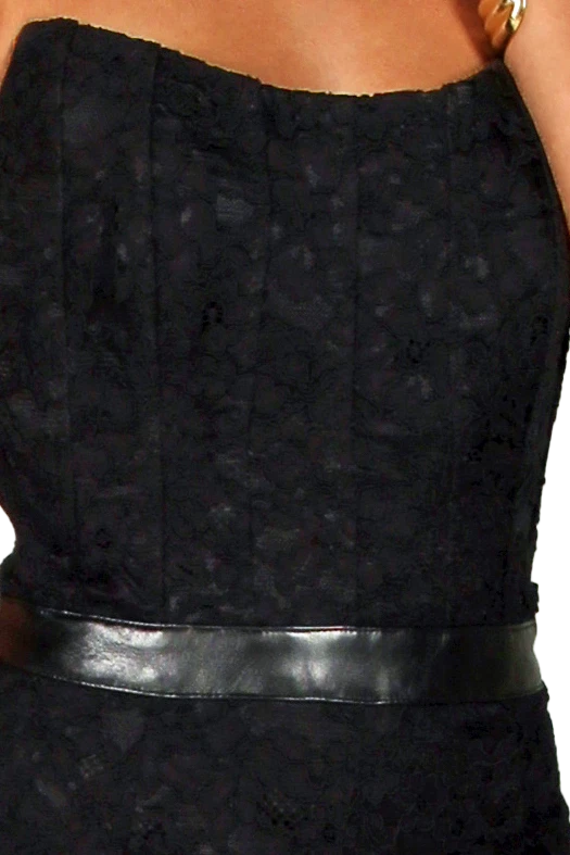 Mono Nicole Miller Negro Encaje y Cuero Talla 6 Foto 4 de 4