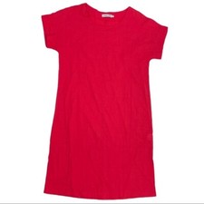 Misslook Red Shirt Shift Dress Medium Women’s Mini Short Sleeve Casual Loose
