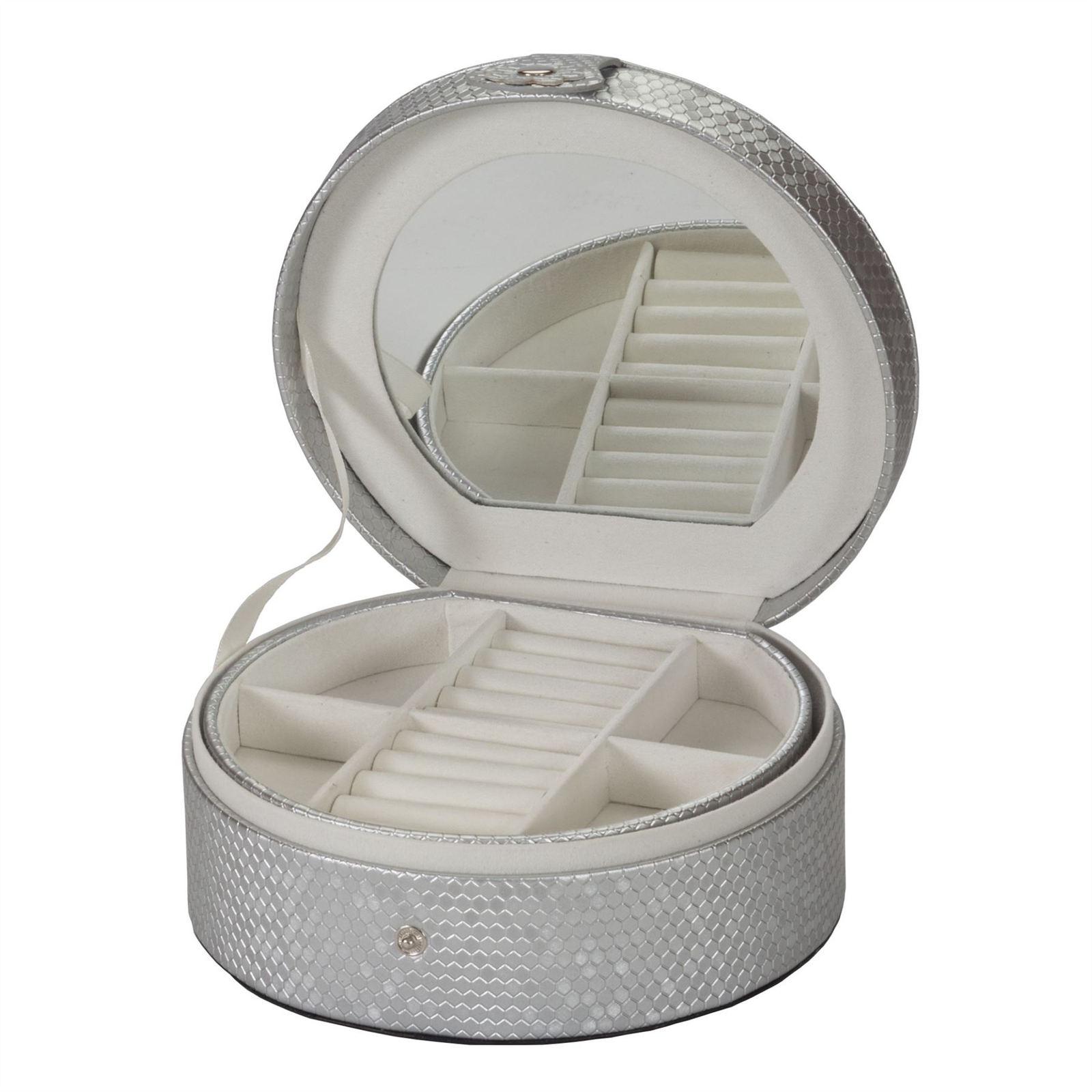Jewel Box Mele & Co Honeycomb Effect Round Jewellery Case