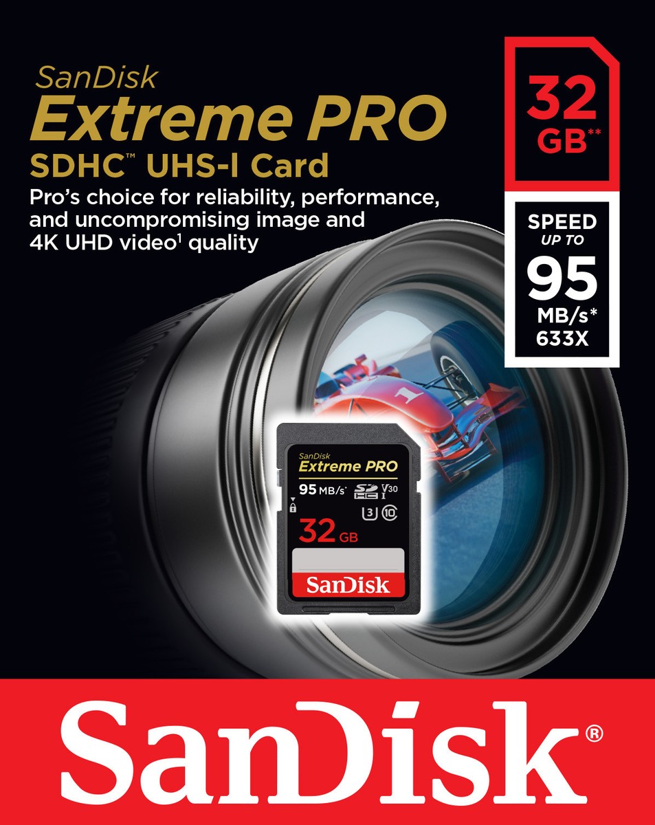 SanDisk 32GB 32G Extreme PRO SD SDHC SDXC Card 95MB/s Class 10 UHS
