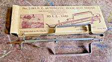 Great Antique WonderArt No. 7 SO. E.Z. Yarn Automatic Hook Rug Needle with Box