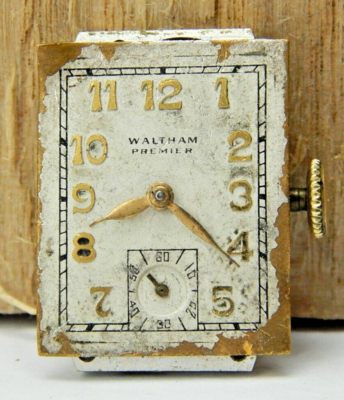 Vintage Waltham 750 9 jewel men's wrist watch movement with dial