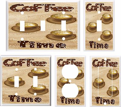 COFFEE TIME CUPS  KITCHEN DECOR K1 LIGHT SWITCH COVER PLATE U PICK PLATE SIZE