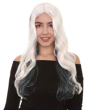HPO White and Black Long Witch Wig, Witch Horror Sexy Halloween Wigs, HW-1499A