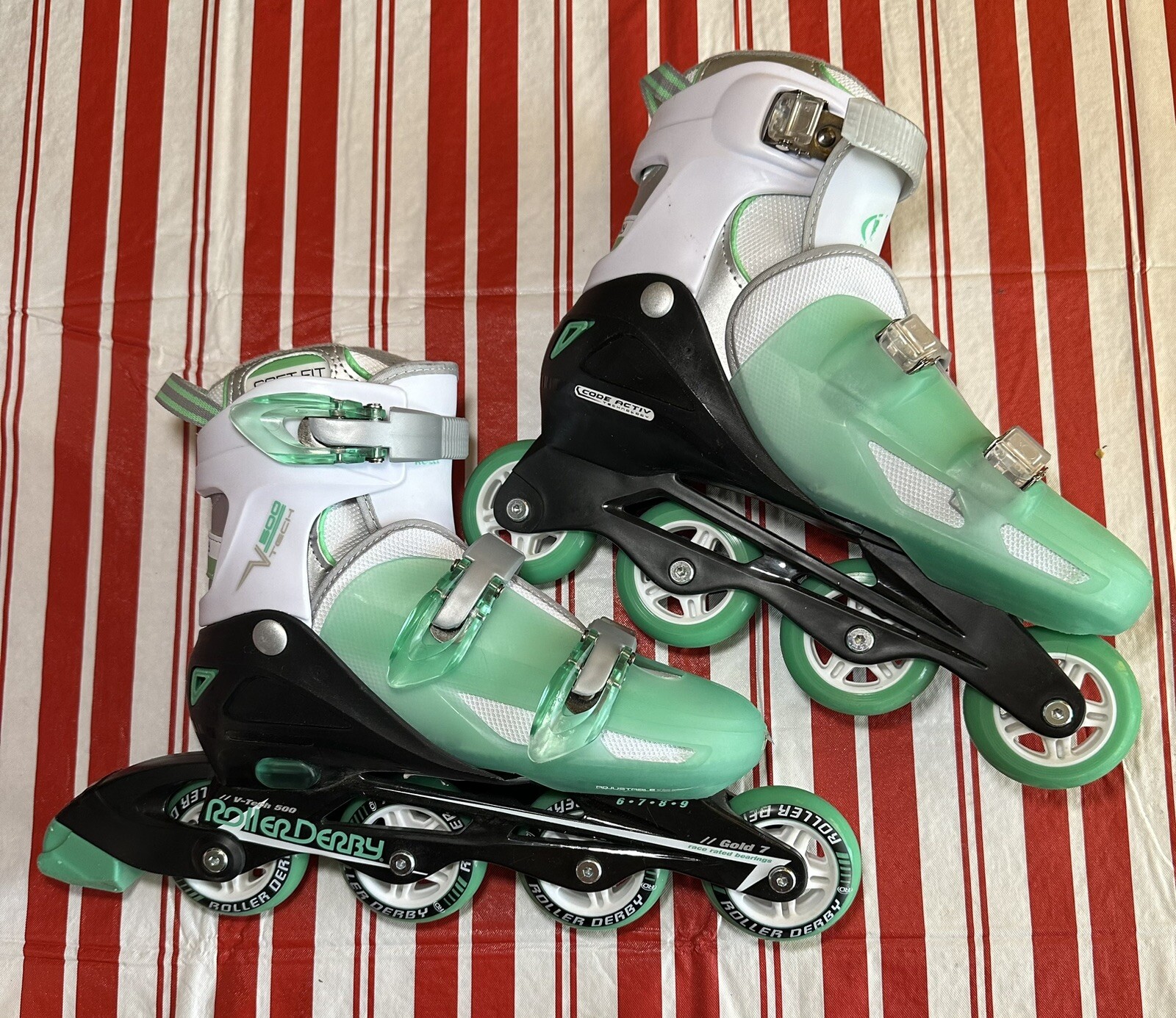 Roller Derby V-Tech 500 Pattini Regolabili Per Bambini, Uomo, Con Ruote 76mm E Cuscinetti Gold 7, Taglia 6-9