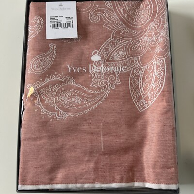 Yves Delorme Tablecloth Linen/Cotton 71'' x 110'' or 180cmx 280 cm Orange New/ Box