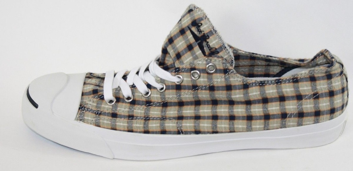 NEW Mens CONVERSE 121553 Jack Purcell LTT Ox Grey Navy Plaid