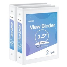 SUNEE 3 Ring Binder 1.5 Inch 2 Pack, Clear View Binder Three Ring PVC-Free F...