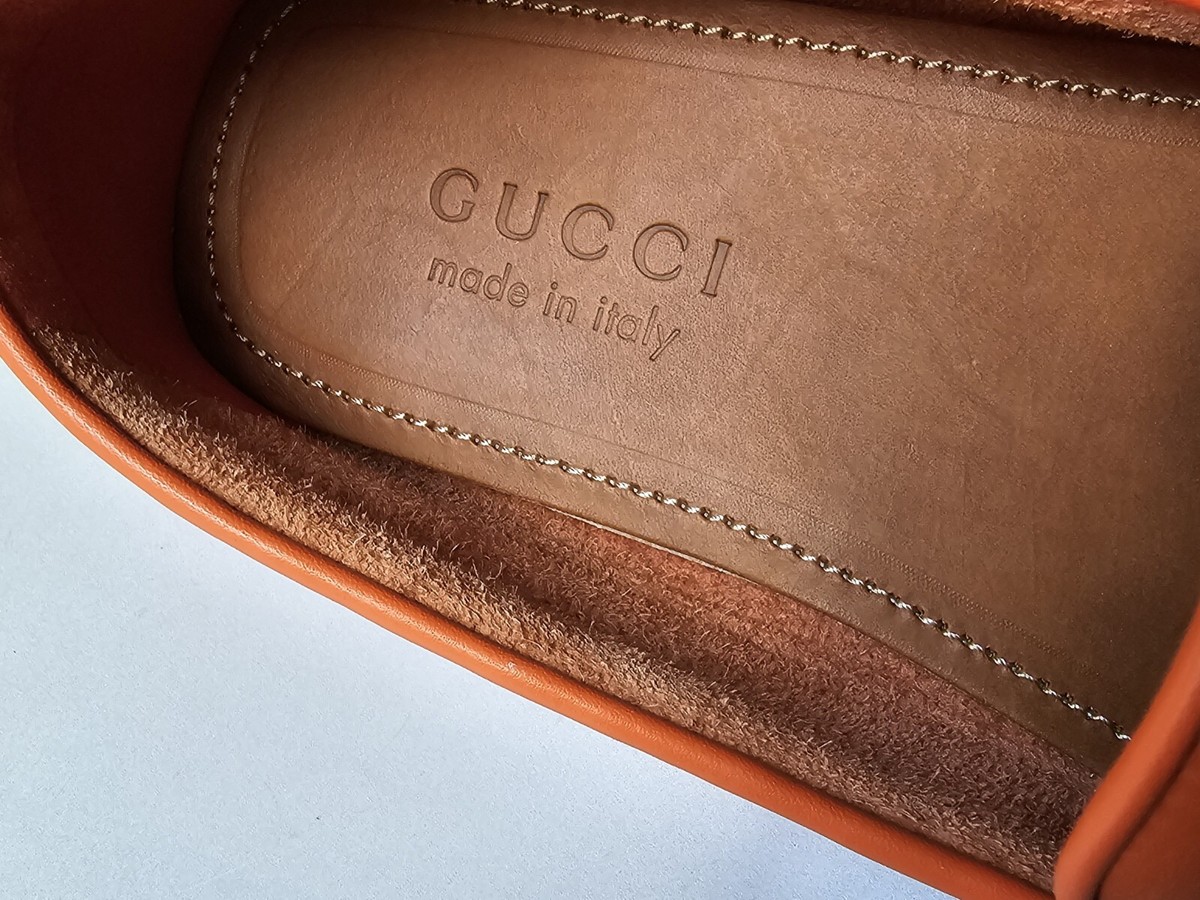 GUCCI ローファー　オレンジ　9 1/2 日本サイズ28.0 GUCCI - 良品 GUCCI グッチ スエードレザー ホースビット