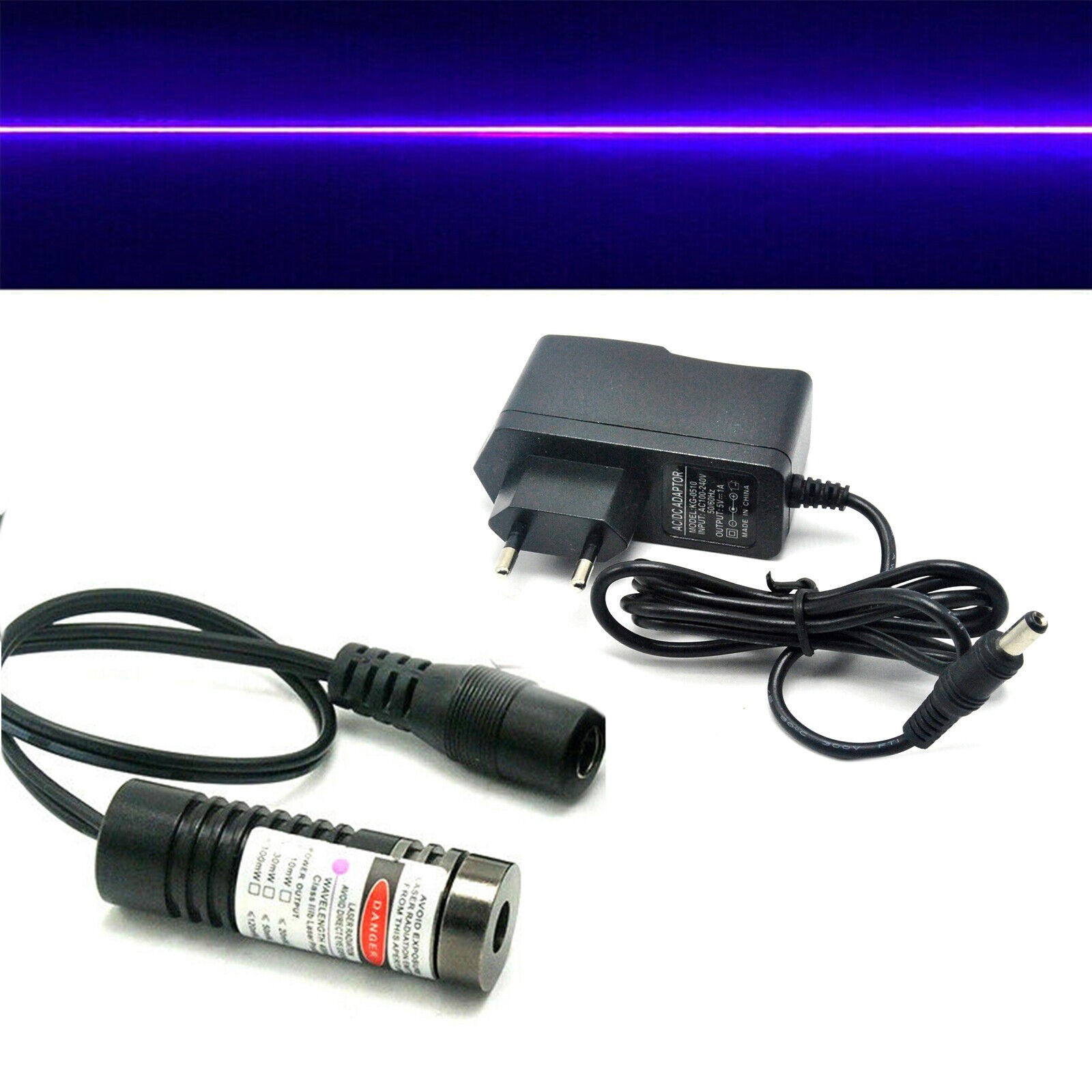 100mW Violet/blue Line 405nm Focusable Laser Diode Module with 5V Adapter