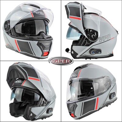 VIPER DUAL VISIER RS-V191 BLINC BLUETOOTH KLIP VORNE MOTORRAD HELM METEORGRAU