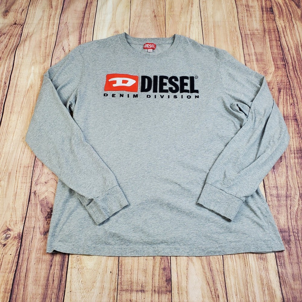 Diesel Denim Division Shirt Mens XXL Gray Sleeve T - Shirt Embroidered Logo