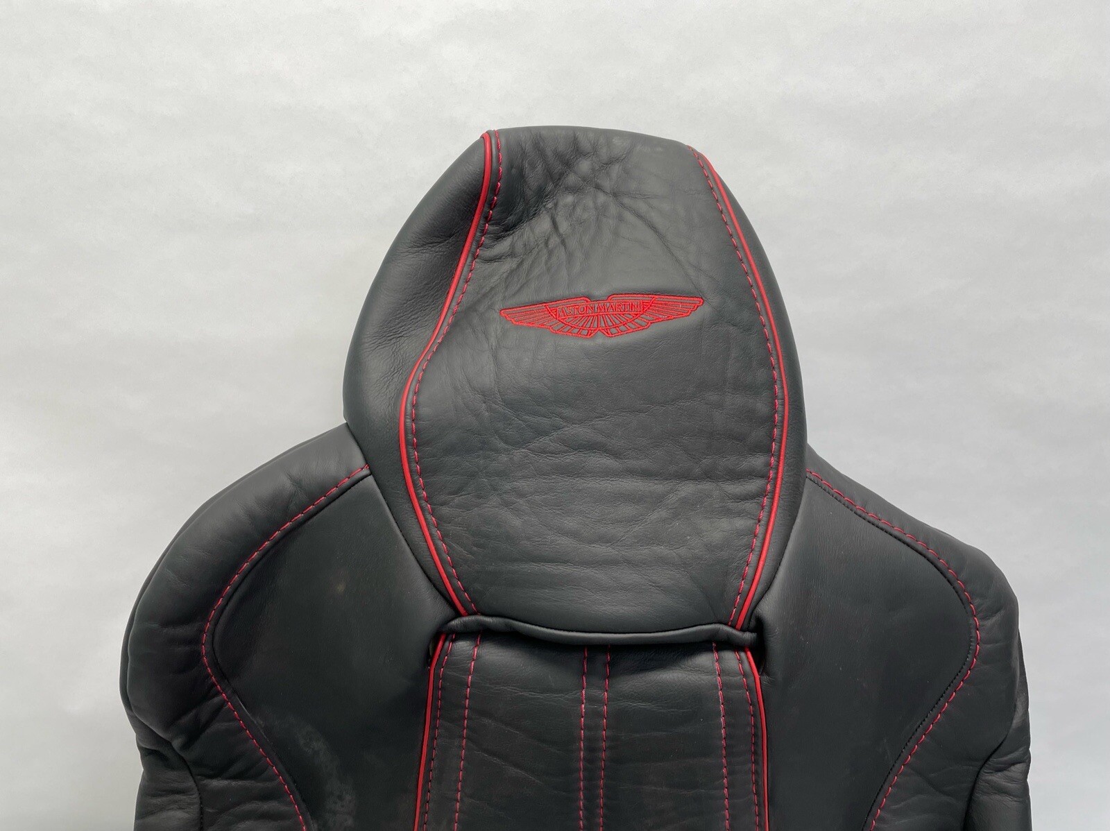 OEM Aston Martin DB9 Passenger Seat Leather Back Upper Cover Black Red Stitching