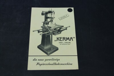 alter Druck KERMA Papierschnellbohrmaschine Werbung Reklame vintage Sammler