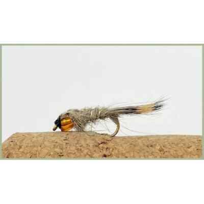 8 Orange Hothead Hares Ear Nymph. Fishing Fly for Trout and Grayling Mixed 10/12