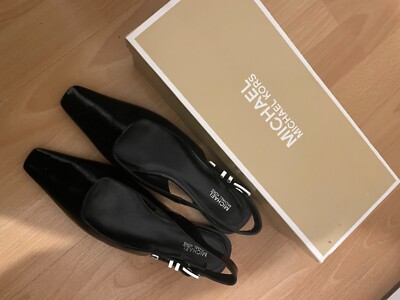 women's michael kors black darrington sling flats size 8.5 new