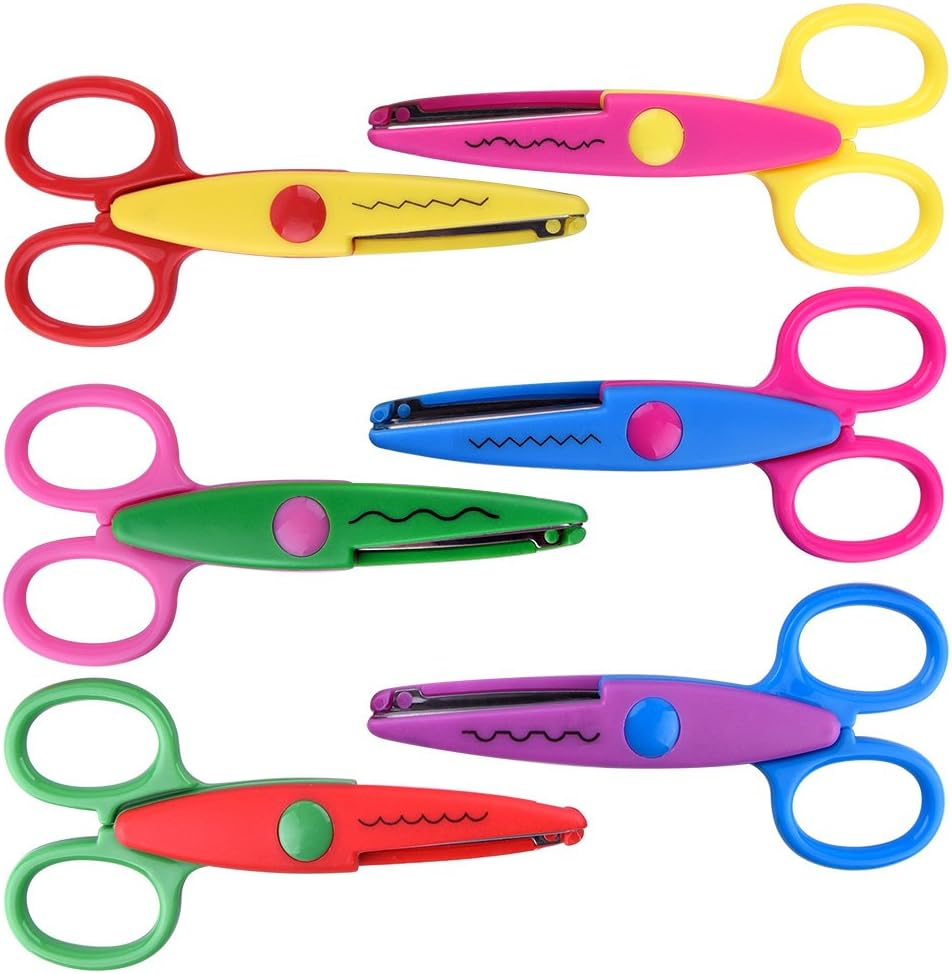 6 Pcs Kids Safety Scissors Art Craft Scissors Set for Kids and Students Paper Co
