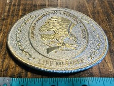 North American Hunting Club Life Member Silver/Gold Color Metal Belt Buckle