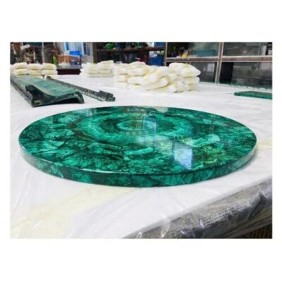#ad Green Malachite Stone Round End Sofa Side Table Top Inlay Work Patio Home Decors $576.83