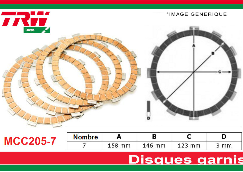 Pack embrayage moto pour Kawasaki Z 400 - 7 disques garnis en liège et résine haute densité