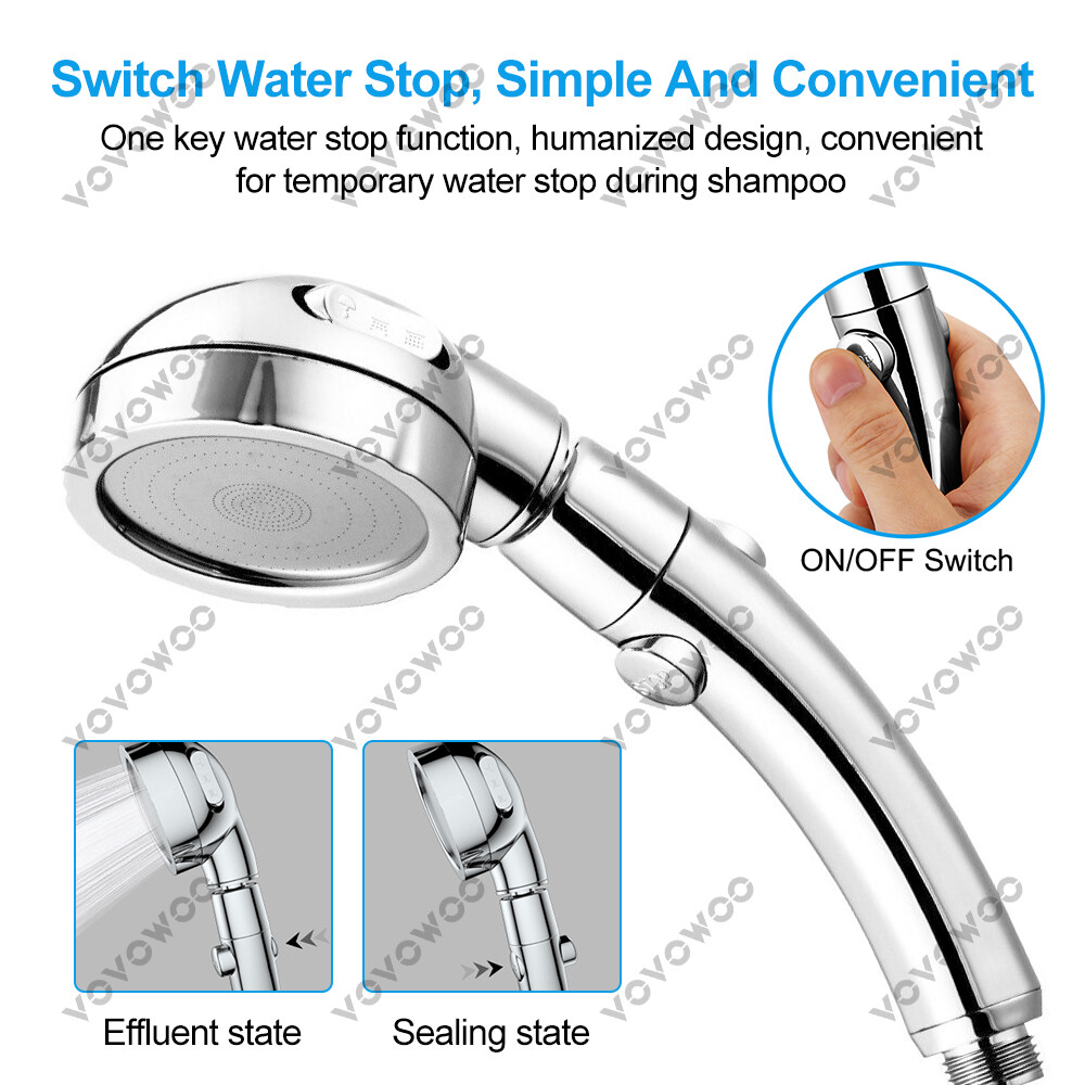 Pressure Shower head 3In1 Handheld Shower Head ON/Off Pause Water Saving 3 Modes eBay