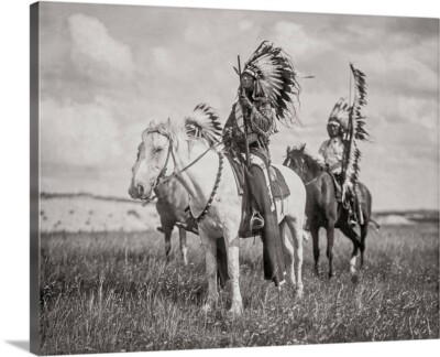 Two Chiefs Native American Indian Canvas Wrapped 16x20 Vintage 1800s Photo