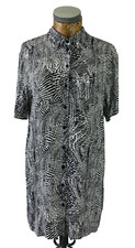 TOPSHOP SHIRT DRESS 10 PETITE WHITE BLACK Zebra Button Up Midi Casual Summer