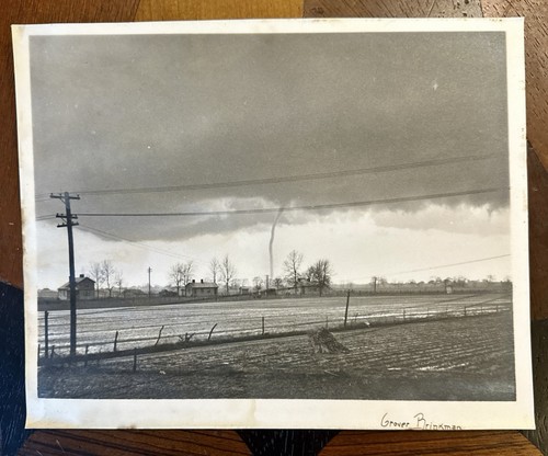 Original 1938 Tornado Photograph Signed Grover Brinkman Okawville Illinois Storm