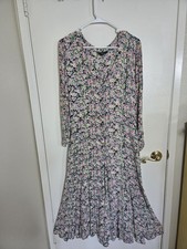 Vintage Floral Starina Button Down Dress M Cottagecore Boho Grunge