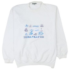 NAF NAF Men's White Nautical Embroidered Sweatshirt S