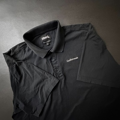 VTG Gulfstream Shirt Mens XL Black Airplane Polo Workwear Y2k Jet Golf Employee