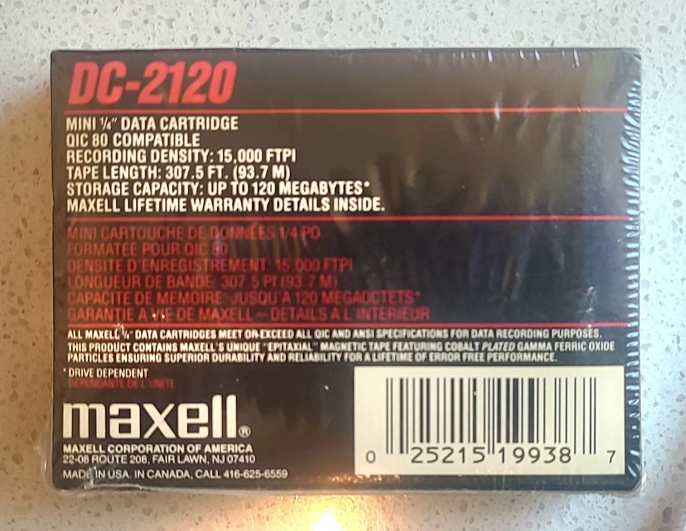 10 Maxell Mini ¼" Data Cartridges DC-2120 QIC80 Compatible 120 MB 307.5 Ft Long Foto 3 de 4