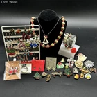 Vintage & Modern Christmas Holiday Costume Jewelry Lot 40+ Brooches Earrings