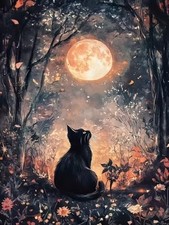 Black Cat Diamond Art Kits for Adults,Animal 5D Diamond Painting Kits for Beginn