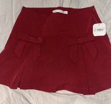 Altar'd State Maroon Twill Bow Accent A-Line Short Lined Skirt High Rise M