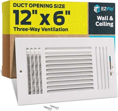 EZ-Flo 12x6 Wall Ceiling Register Vent Cover Steel White 61615 HVAC Grille G7