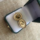 14K Yellow Gold Black Stone Earrings Oval Cabochon 3.7 Grams 1.1" — photo 5