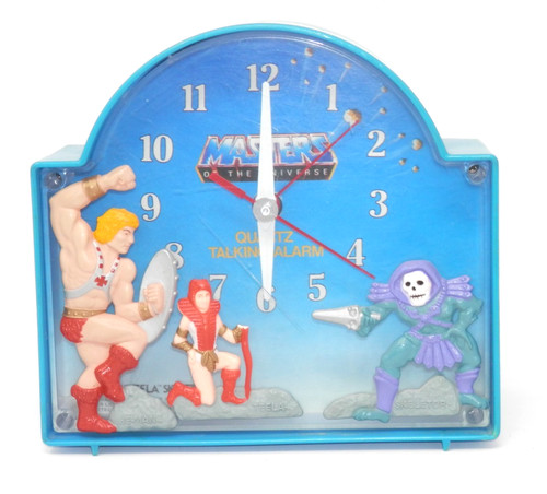 1983 Masters of the Universe Talking Alarm Clock • HeMan Teela Skeletor Vintage