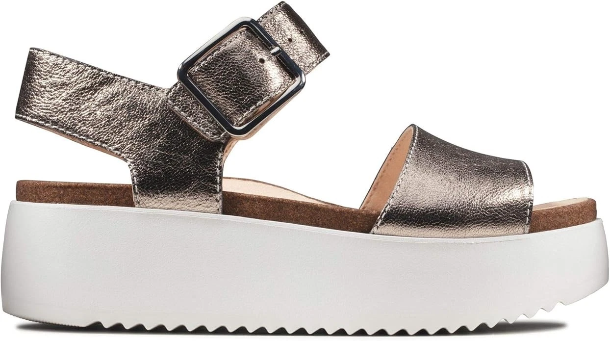 Clarks Ladies BOTANIC STRAP Stone Leather Wedged Sandals
Opens in a new window or tab
