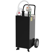 Portable 30 Gallon Fuel Tank Caddy Manual Pump Hose Wheels for Gas Diesel