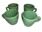 4 Fire King Oven Ware Jadeite Green Vintage Coffee Cup C Handle Restaurantware