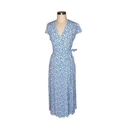 & OTHER STORIES Wrap Dress Blue Floral Print Tie Waist Women's Size XS