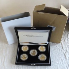 2006 GOLDEN SILHOUETTE 5 X 1oz £2 SILVER PROOF BRITANNIA COLLECTION - complete