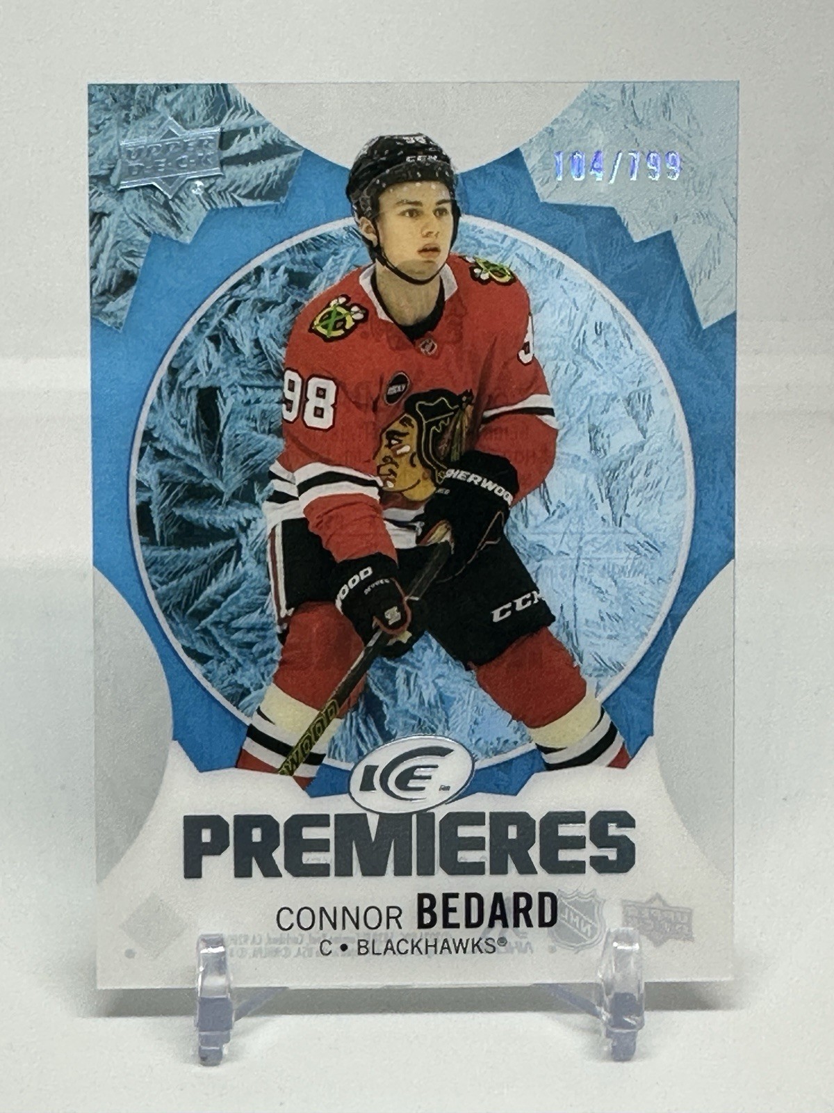 2023-24 Upper Deck Ice Premieres Blue Connor Bedard RC /799 #250 Chicago