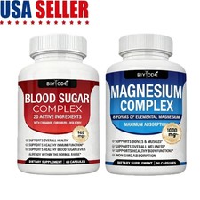 1/2x Magnesium 8 in 1 Complex 1000mg  Blood Sugar Blend Supplement Combo