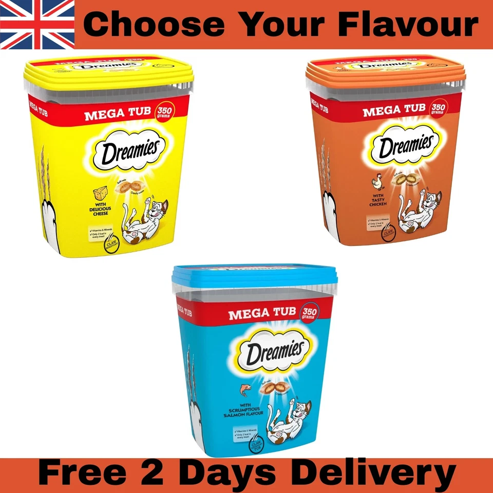 Dreamies 2 x 350g Mixed Cat Treats – Tuna, Salmon, Chicken, Cheese