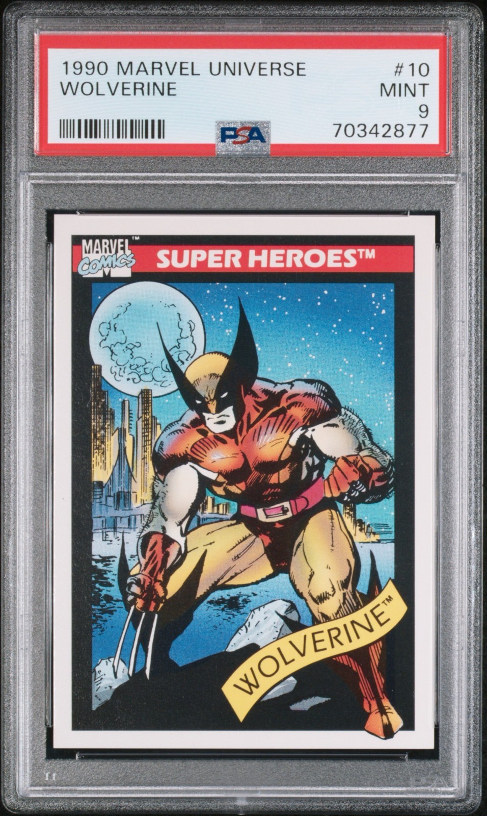 Wolverine #10 Marvel 1990 Universe trading card — raw and PSA graded price guide