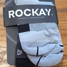 ROCKAY Men Athletic Trail Running Socks XL GreyBlack Geometric Reflective Motif